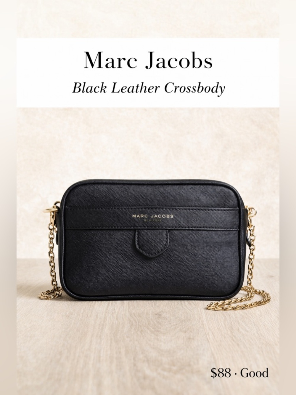 Marc Jacobs Black Saffiano Leather Crossbody Chain Bag